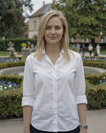Lena, 27, German woman from Munich in a park with a friendly smile
