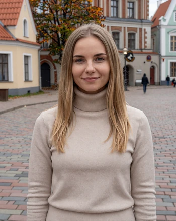 Katarina, 29, verified Latvian woman from Riga smiling in the charming old town