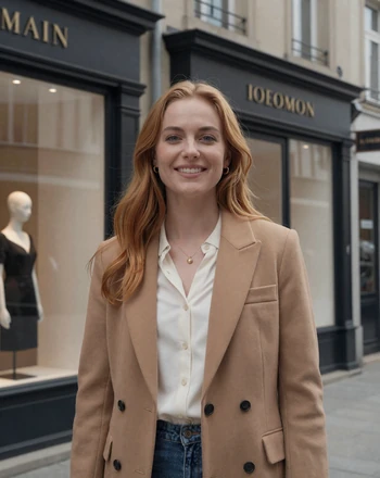 Manon, 31, Belgian woman from Antwerp in a stylish blazer in the diamond district
