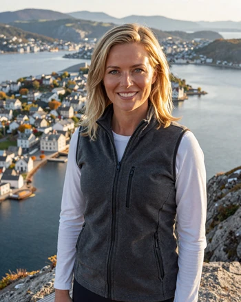 Freya, 30, Norwegian woman from Stavanger at a dramatic fjord cliff overlook