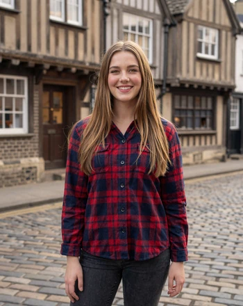 Lucy, 26, British woman from York on a charming cobblestone medieval street