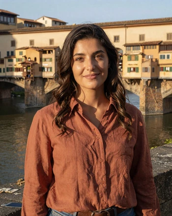 Valentina, 28, verified Italian woman from Florence near the Arno river at golden hour