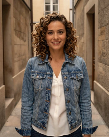 Amélie, 31, French woman from Lyon standing in a historic traboule passageway
