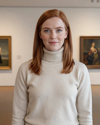 Charlotte, 32, British woman from Manchester in an art gallery setting