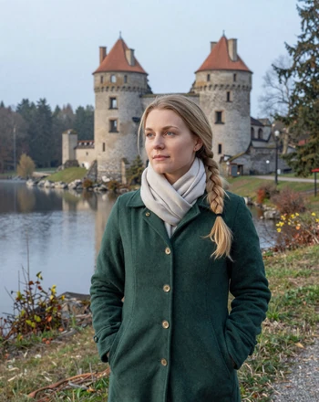 Anneli, 30, Estonian woman from Viljandi near castle ruins overlooking the lake